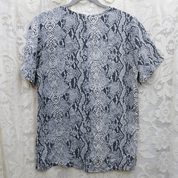 80s 90s 100% Silk Snake Python Print Pullover Popover Top Size M Clio Vintage - Picture 2 of 5